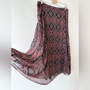 Contemporaine for Simons - Maxi Skirt - Wine & Blue Print - Size: Large